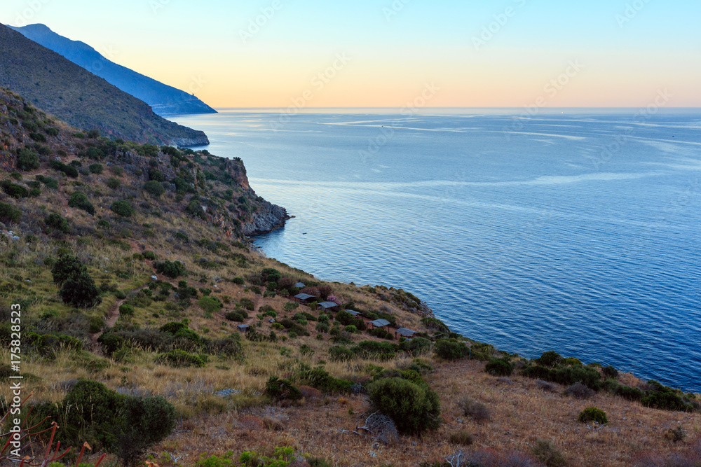 Evening Zingaro sea coast, Sicily, Italy Evening Zingaro sea coast, Sicily, Italy