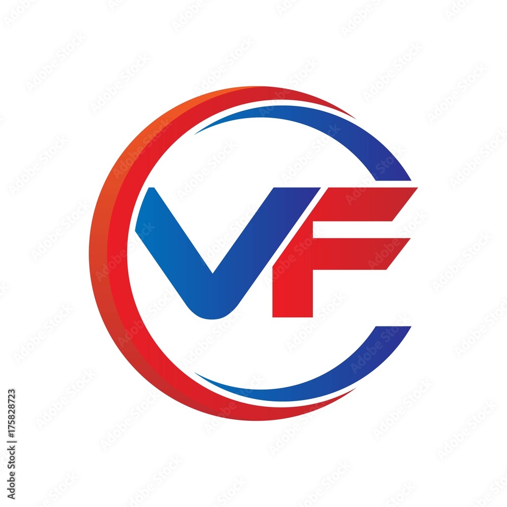 vf logo vector modern initial swoosh circle blue and red vf logo vector modern initial swoosh circle blue and red