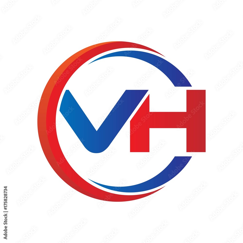 vh logo vector modern initial swoosh circle blue and red vh logo vector modern initial swoosh circle blue and red