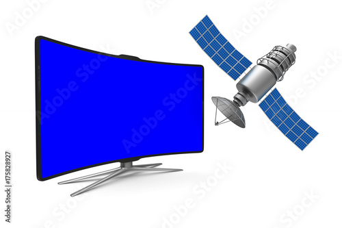 TV and satellite on white b...