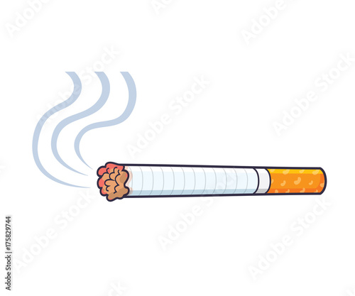 Cigarette with smoke vector isolated.