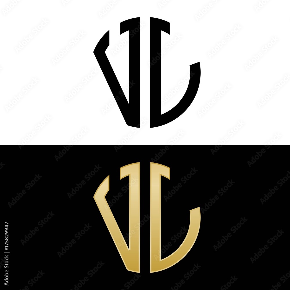 vl initial logo circle shape vector black and gold Stock Vector | Adobe ...