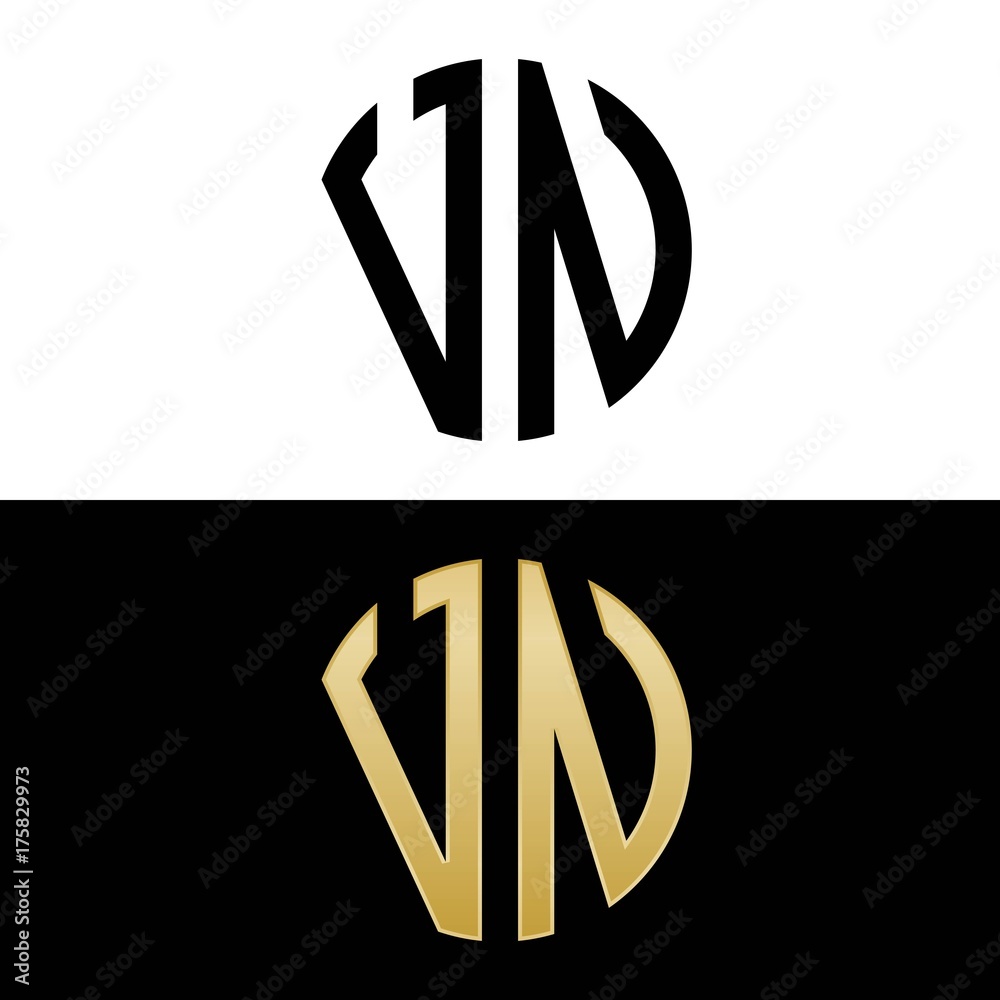 vn initial logo circle shape vector black and gold vn initial logo circle shape vector black and gold