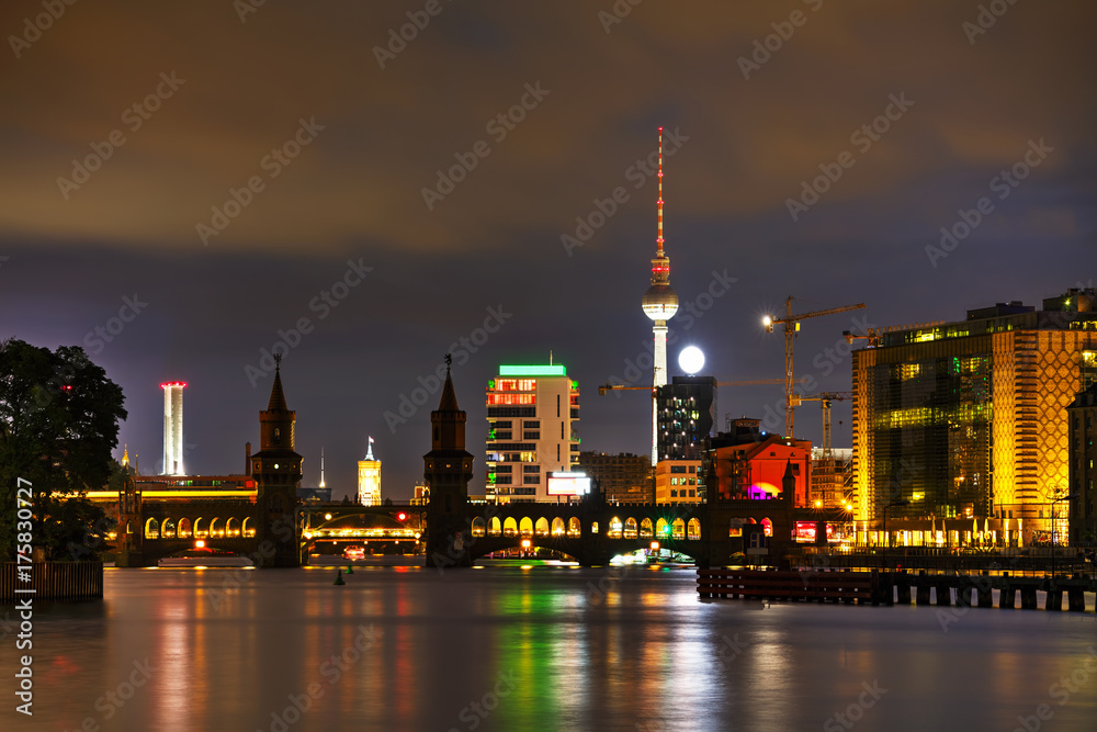 Berlin cityscape with Oberbaum bridge