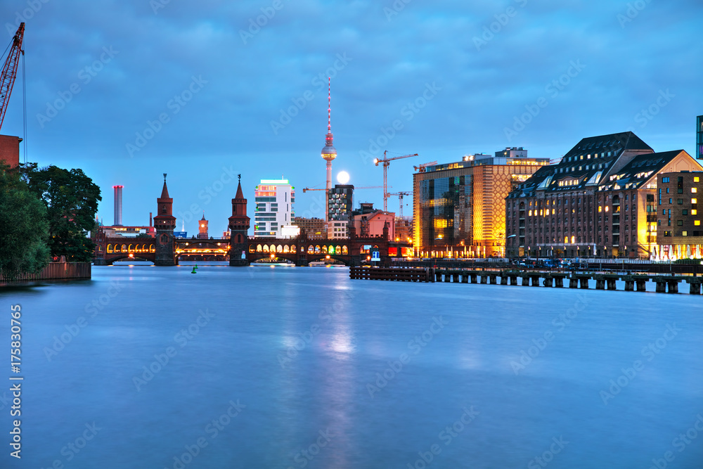 Berlin cityscape with Oberbaum bridge