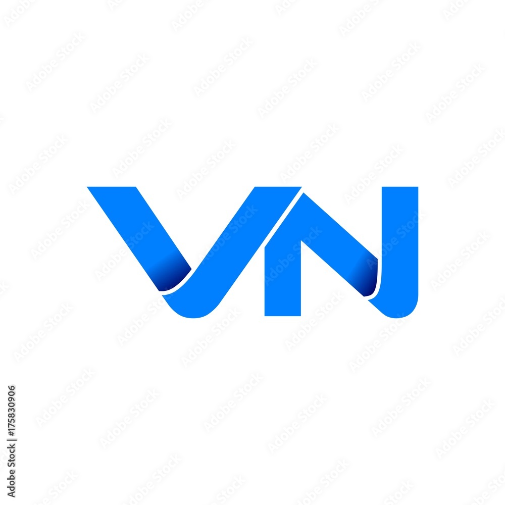 vn logo initial logo vector modern blue fold style vn logo initial logo vector modern blue fold style