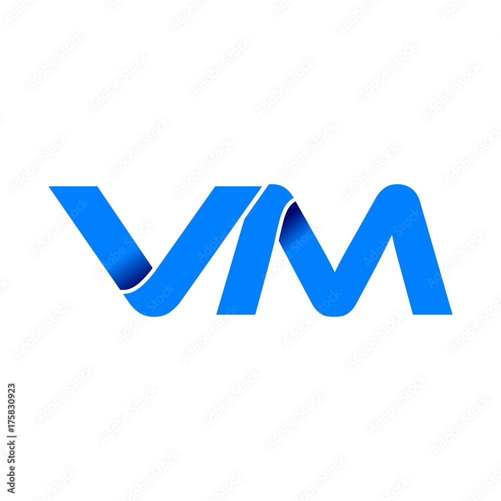 vm logo initial logo vector modern blue fold style vm logo initial logo vector modern blue fold style