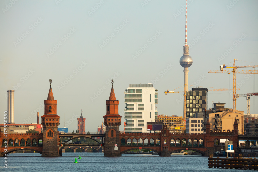 Berlin cityscape with Oberbaum bridge