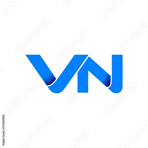 vn logo initial logo vector modern blue fold style