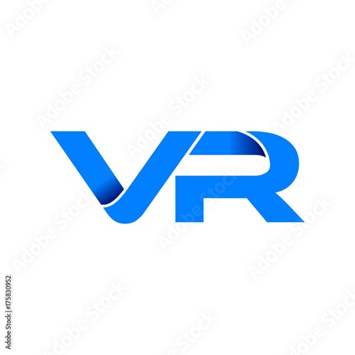 vr logo initial logo vector modern blue fold style