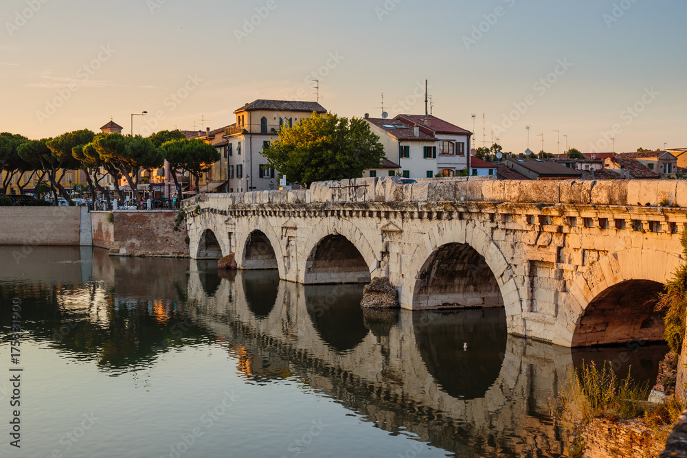 Bridge of Tiberius  in Rimini, Italy.
