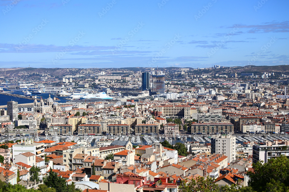 Panoramic view of Marseille and the Vieux Port