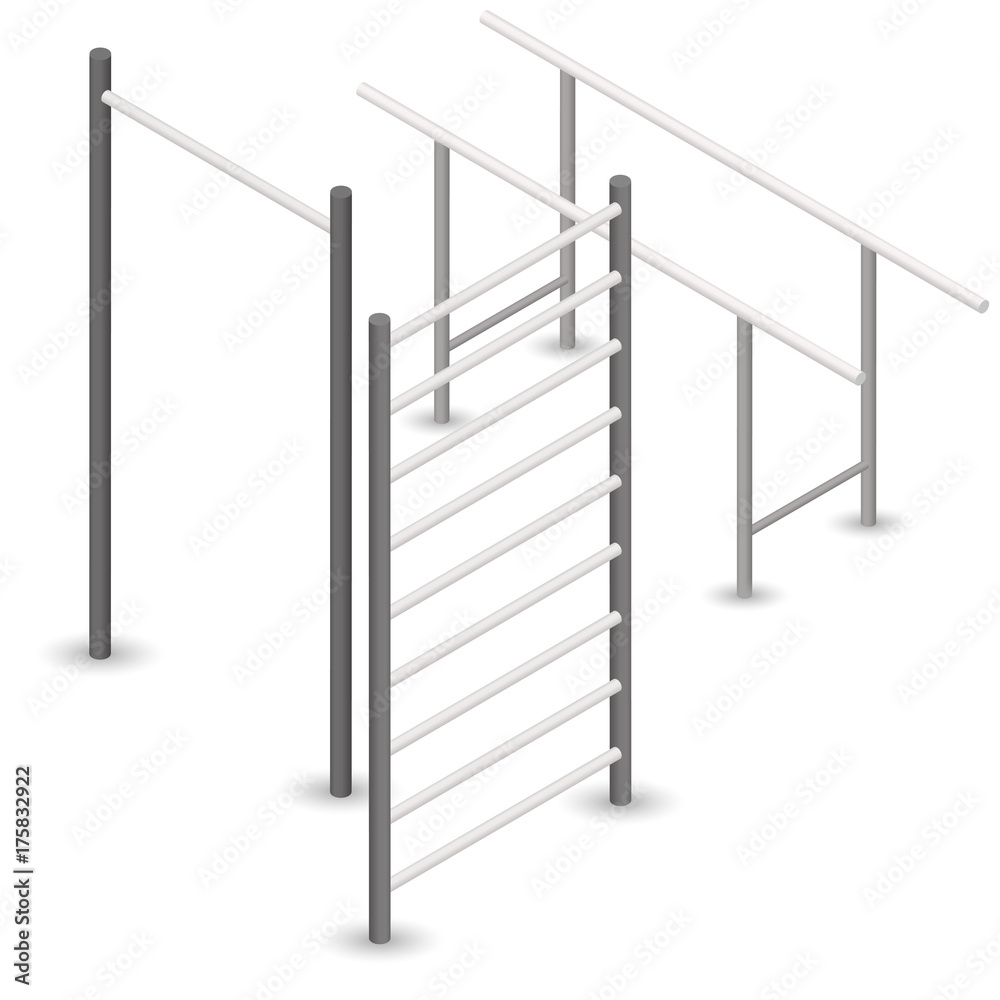 Pull-up bar in 3D, vector illustration. Pull-up bar in 3D, vector illustration.