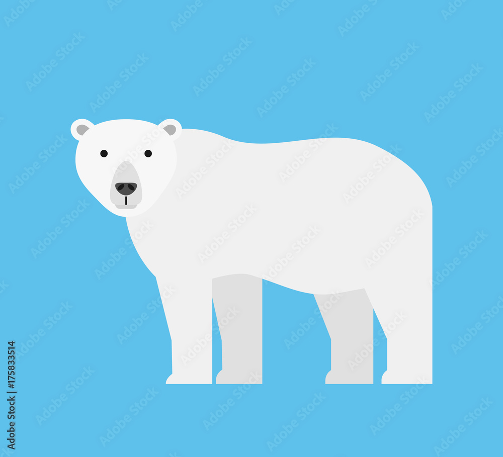 cartoon white polar bear isolated on blue background Stock Vector | Adobe  Stock