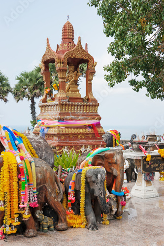 figures of elephants on the viewing platform lighthouse, Phuket Thailand