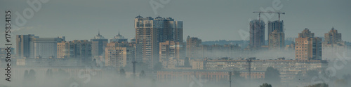 Depressing cityscape with construction of new buildings