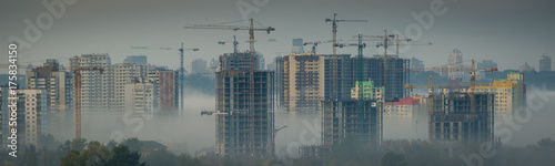 Depressing cityscape with construction of new buildings
