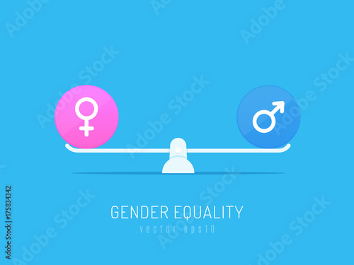 Scales balancin with male and female gender symbols vector illustration