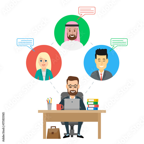 business people online video chat conference