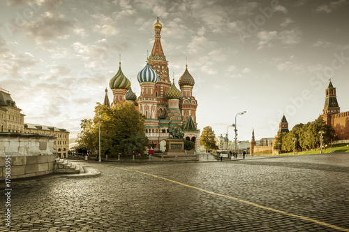 Photography St. Basil's Cathedral on Red Square in Moscow in autumn