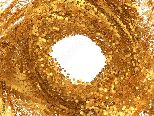 golden coins swarm. 3d illustration