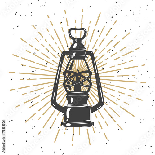 Illustration of vintage kerosene lamp.