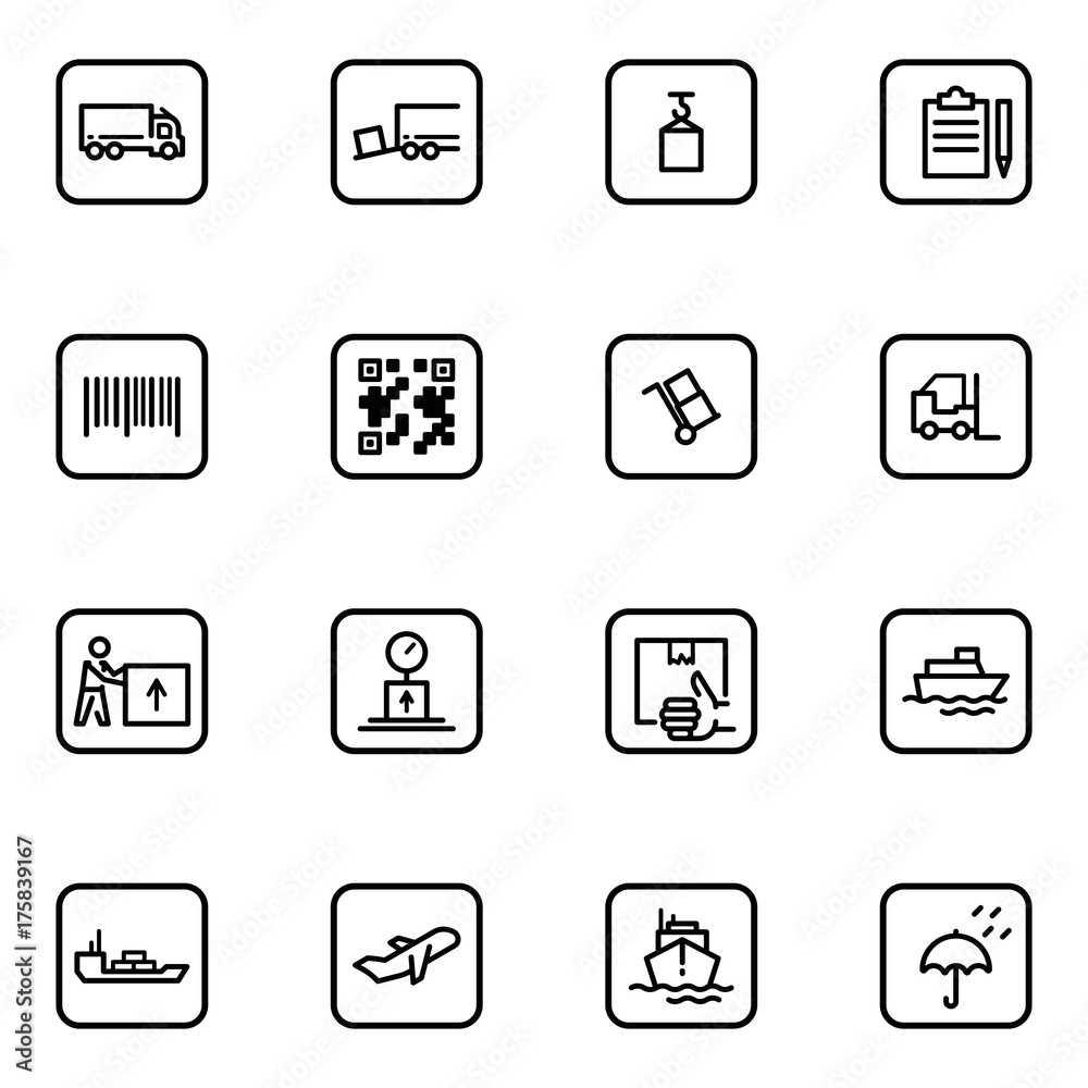Set of delivery vector thin line icons. Set of delivery vector thin line icons.