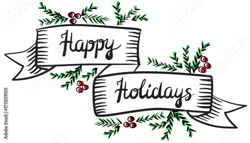 Vector illustration of 'Happy holidays' ribbon