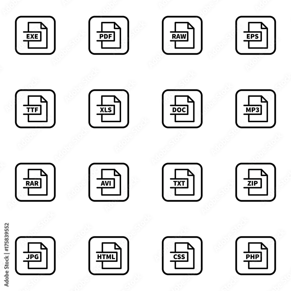 Set of document formatting vector thin line icons. Set of document formatting vector thin line icons.