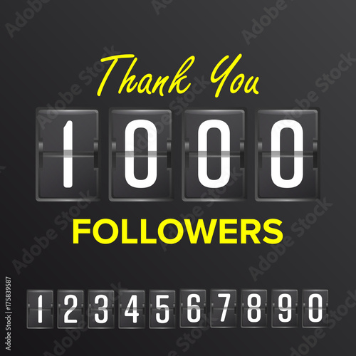 1000 Followers Vector. Thanks Design Template. Social Network Concept. Illustration