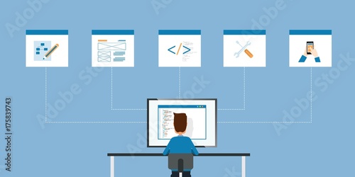 flat business vector web developer and web programming   and businessman working concept
