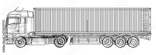 Vector truck. Abstract drawing. Wire-frame. EPS10 format. Vector created of 3d