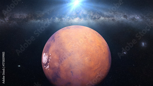 Fototapeta Naklejka Na Ścianę i Meble -  planet Mars of the beautiful Milky Way galaxy and the Sun