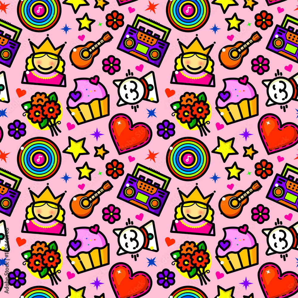 Girl Fashion vector seamless pattern Girl Fashion vector seamless pattern