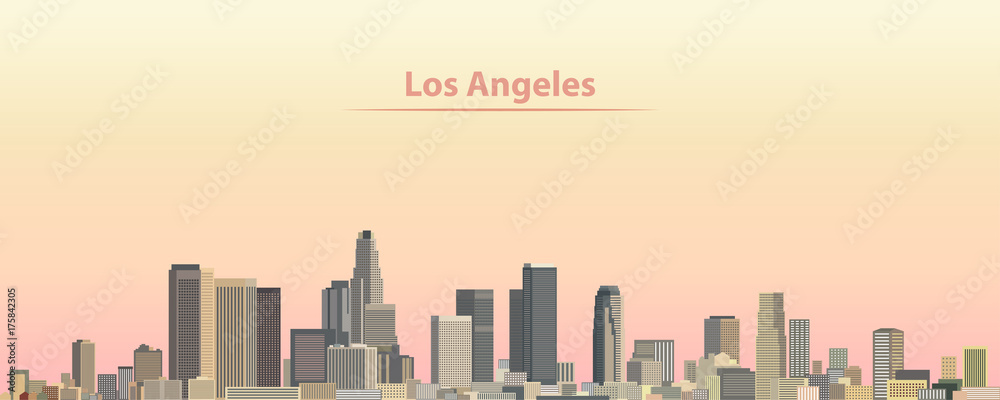 Fototapeta premium ilustracji wektorowych panoramę miasta Los Angeles o wschodzie słońca