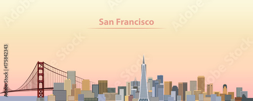 San Francisco city skyline at sunrise vector illustration