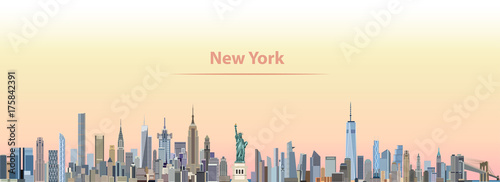 vector illustration of New York city skyline at sunrise