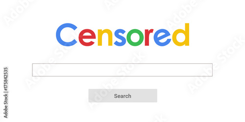 Censorship on internet - restricted and limited searching on web search engine. Service forbids and ban to find content, webpages and websites. Regulated function of internet. photo