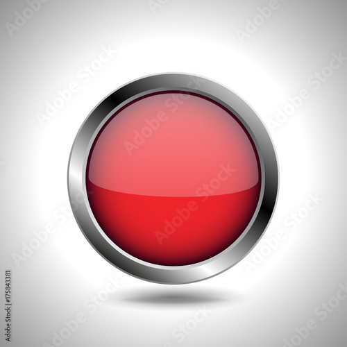 Red round button with metal frame Free Download Red round button with metal frame - GFXLoad