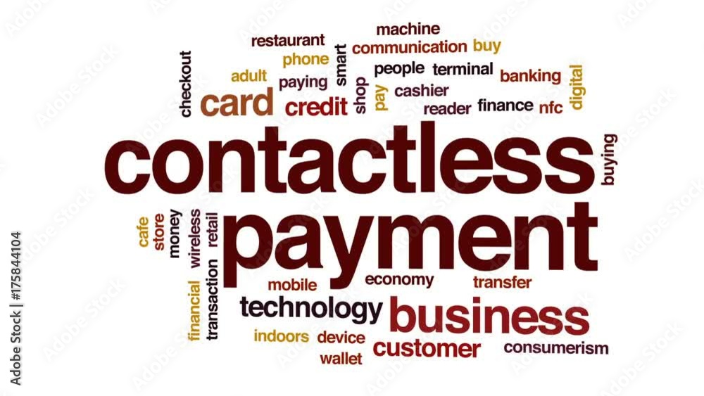 Contactless payment animated word cloud, text design animation. Contactless payment animated word cloud, text design animation.