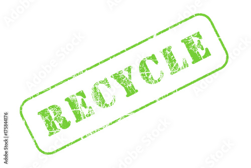 green worn out recycle text stamp on a white background
