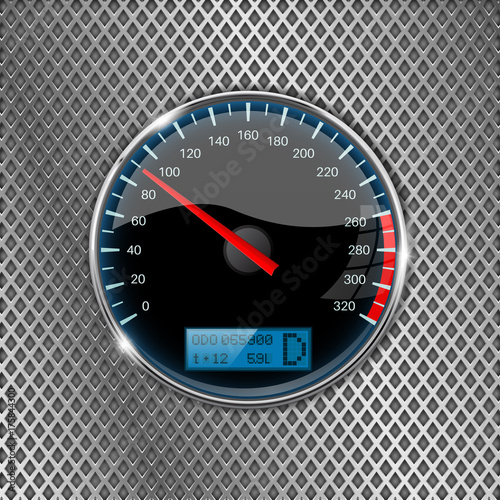 Speedometer. On metal perforated background