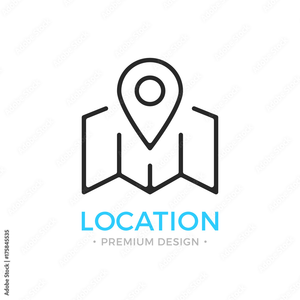 Location icon. Map with map pin, locator, geolocation, navigation concepts. Stroke, outline, linear, line style. Vector thin line icon Location icon. Map with map pin, locator, geolocation, navigation concepts. Stroke, outline, linear, line style. Vector thin line icon