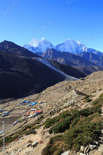 beautiful mountain landscape on the way to everest base camp
