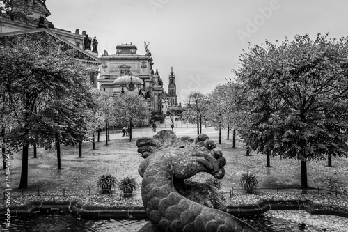 City view of Dresden in east Germany on a stormy autumn October day showing the beautiful Bruehlsche Terrasse photo