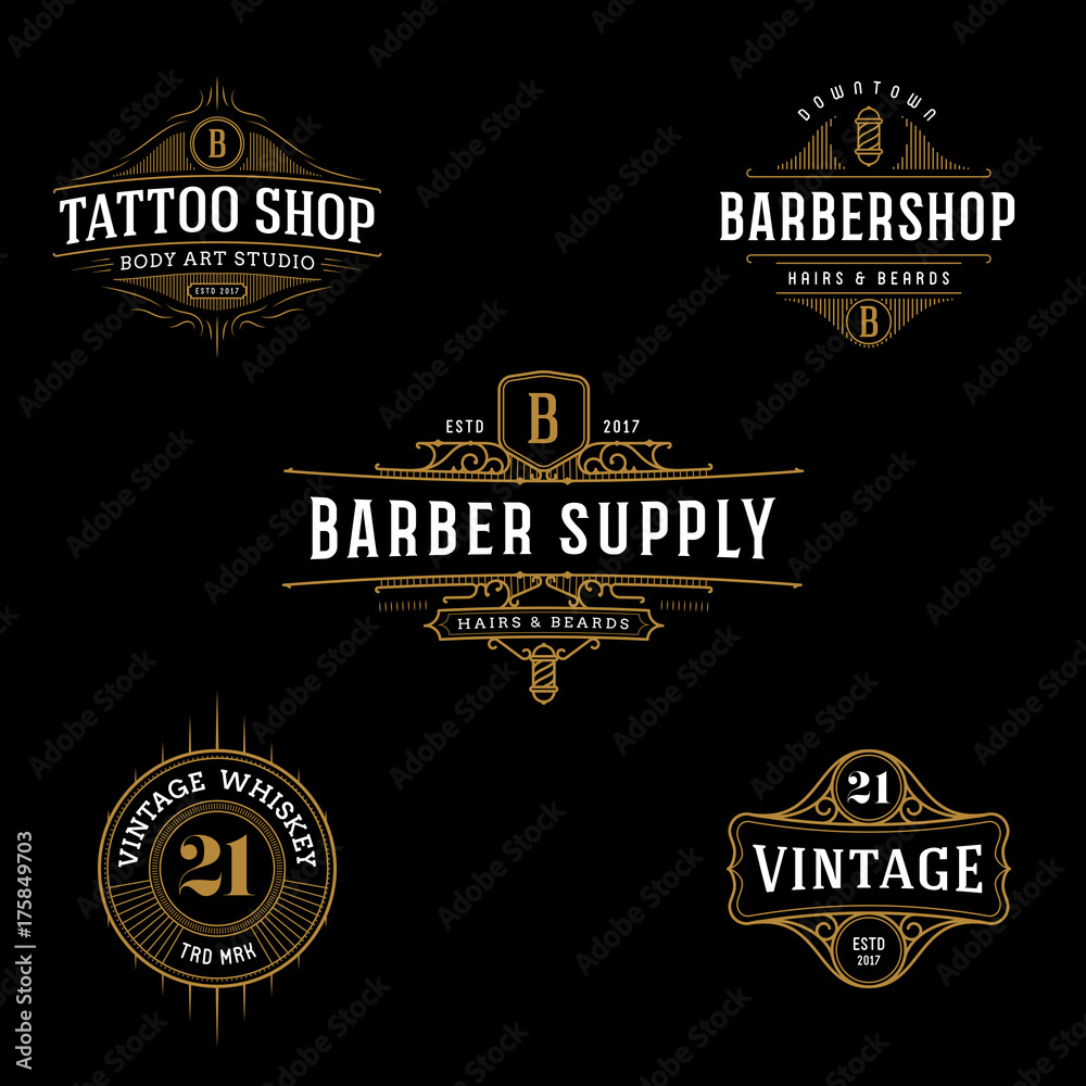 Vector vintage frame for logo, label design. Ornate logo template for tattoo, barber shop, beer, whiskey label.