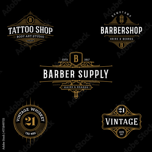 Vector vintage frame for logo, label design. Ornate logo template for tattoo, barber shop, beer, whiskey label.
