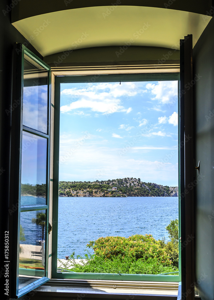 Fototapeta premium Sea view through the window.