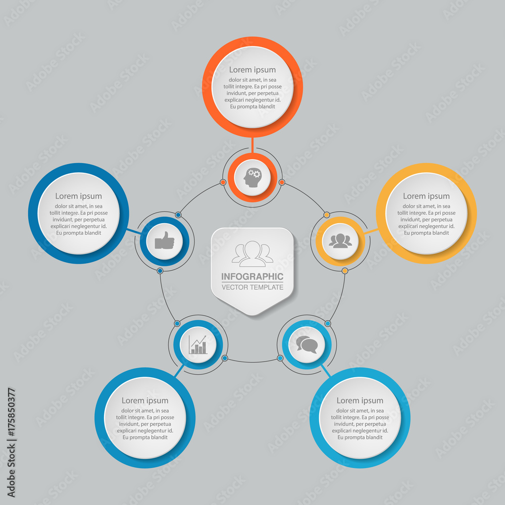 Vector infographic template for diagram, graph, presentation, chart, business concept with 5 options. 