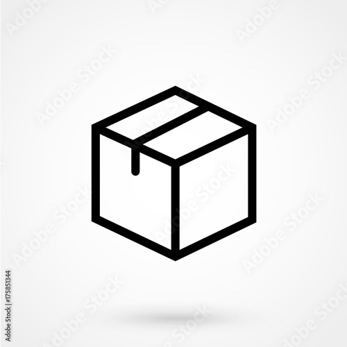 Carton package box line icon for web, mobile and infographics. Vector dark grey icon isolated on light grey background.